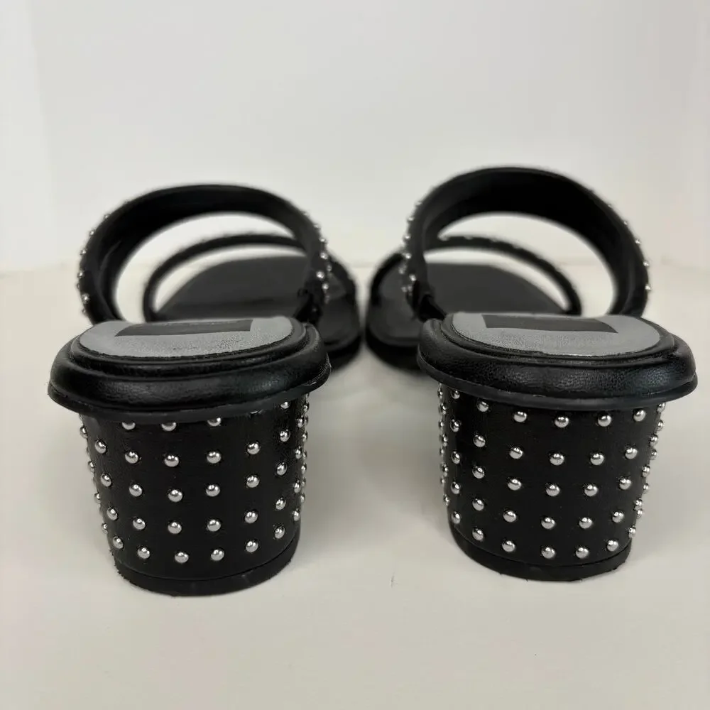 Dolce Vita Studded Black Slip On Square Toe Heeled Sandals - Women's Size 6.5